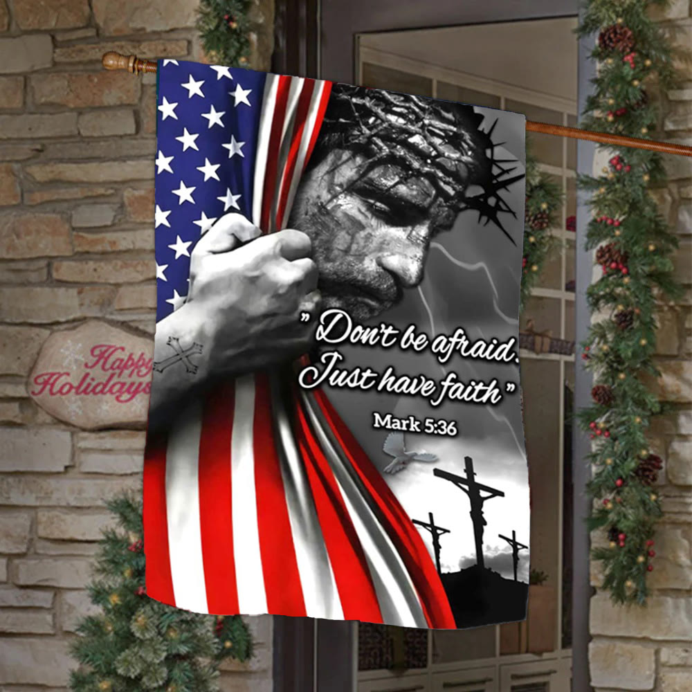 Christianartworkshop American Flag & Crucifixion Scene Garden Flag: Don’t Be Afraid Faith Decor