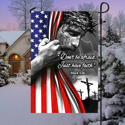 Christianartworkshop American Flag & Crucifixion Scene Garden Flag: Don’t Be Afraid Faith Decor