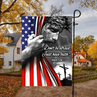 Christianartworkshop American Flag & Crucifixion Scene Garden Flag: Don’t Be Afraid Faith Decor