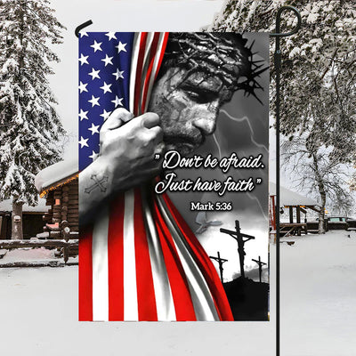 Christianartworkshop American Flag & Crucifixion Scene Garden Flag: Don’t Be Afraid Faith Decor