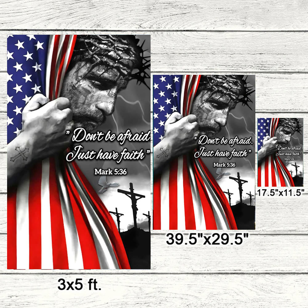 Christianartworkshop American Flag & Crucifixion Scene Garden Flag: Don’t Be Afraid Faith Decor