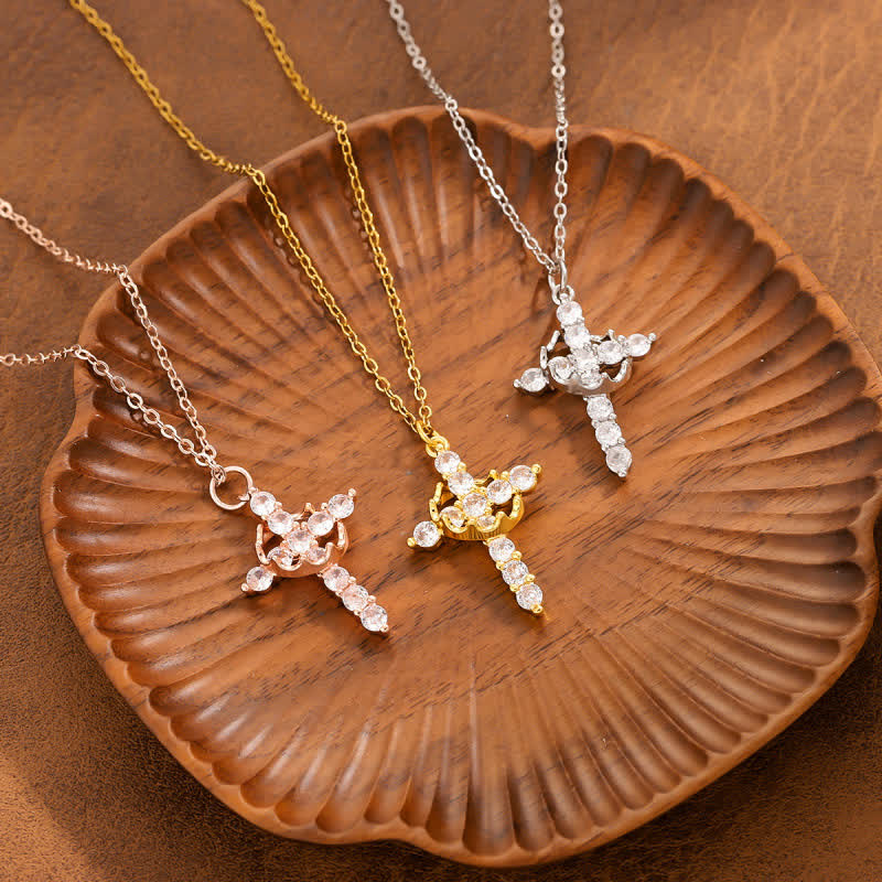FREE Today: Modern Crowned in Faith Cross Necklace, Earrings