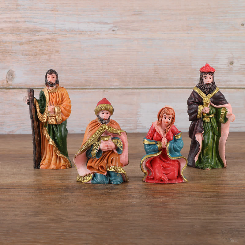 Christianartworkshop Complete Christmas Nativity Scene Desktop Ornament Set of 10