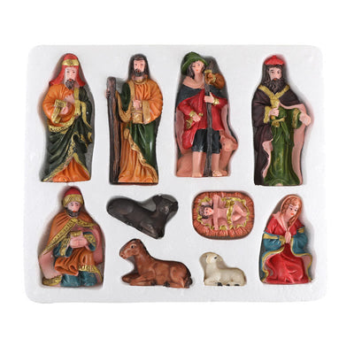 Christianartworkshop Complete Christmas Nativity Scene Desktop Ornament Set of 10