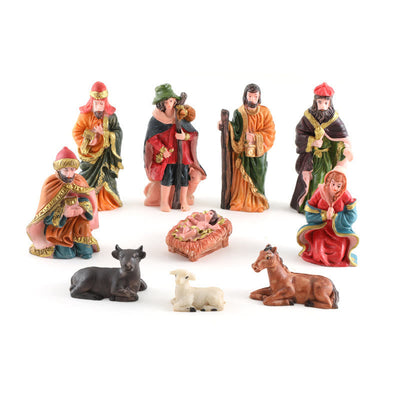 Christianartworkshop Complete Christmas Nativity Scene Desktop Ornament Set of 10