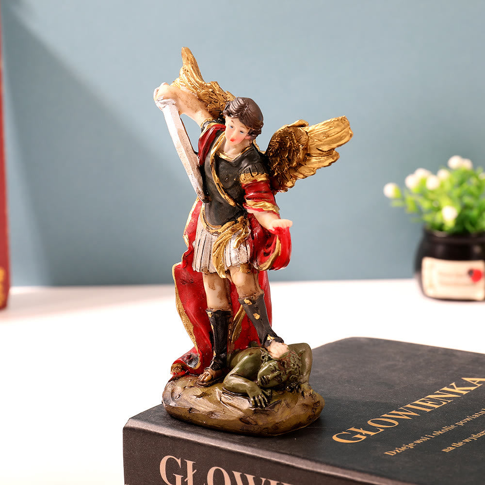 Christianartworkshop St. Michael Warrior Angel Desktop Ornament: Guardian Angel Defeating Evil