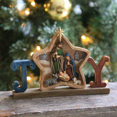 Christianartworkshop Holy Family Star & Angel Nativity Desktop Ornament for Christmas Celebration
