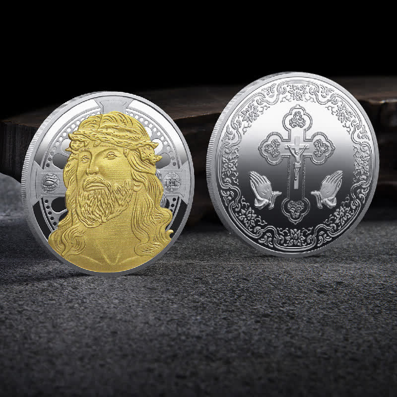 Christianartworkshop Classic Style the Jesus Crown of Thorns Protection Strengthen Connection Coin