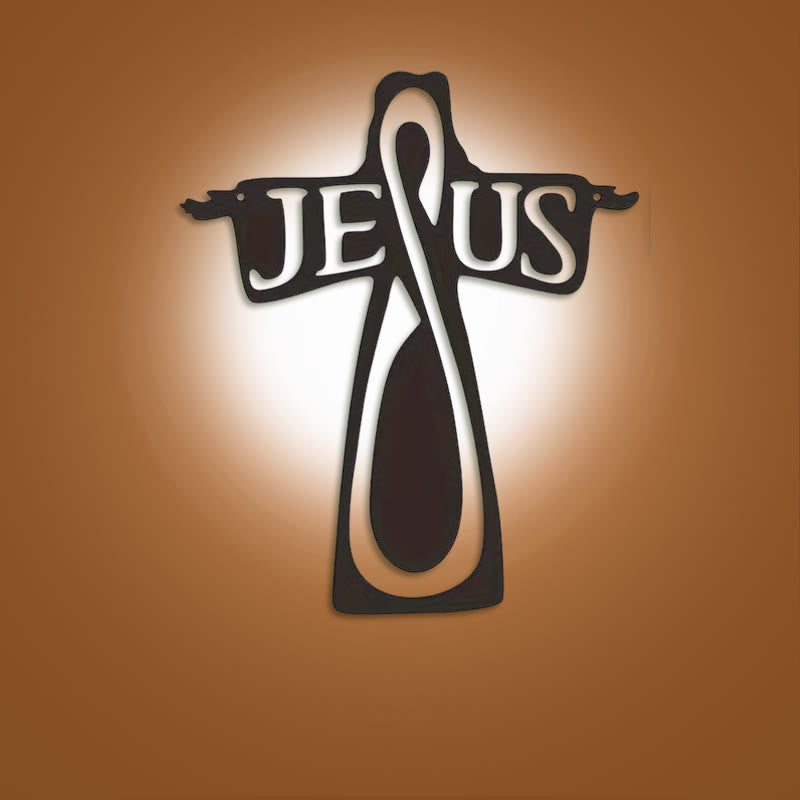 Christianartworkshop Minimalist Black Metal Jesus Cross Metal Wall Decor