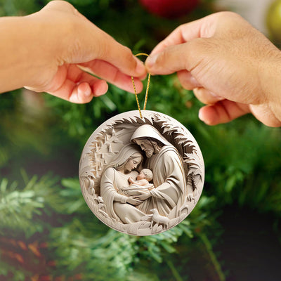 Christianartworkshop Classic Cream Holy Family Nativity Hanging Ornaments