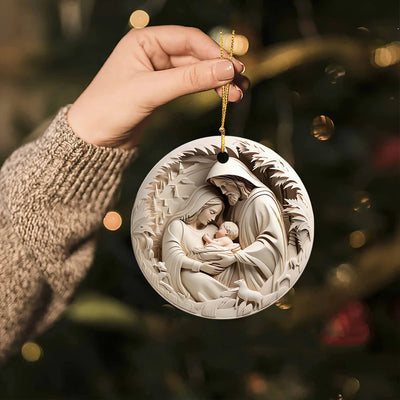 Christianartworkshop Classic Cream Holy Family Nativity Hanging Ornaments