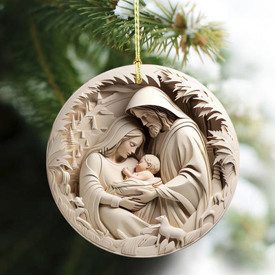 Christianartworkshop Classic Cream Holy Family Nativity Hanging Ornaments