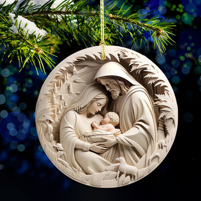 Christianartworkshop Classic Cream Holy Family Nativity Hanging Ornaments
