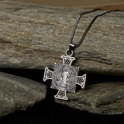 FREE Today: Saint Benedict Protection Medal Cross Pendant Necklace