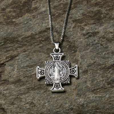 FREE Today: Saint Benedict Protection Medal Cross Pendant Necklace