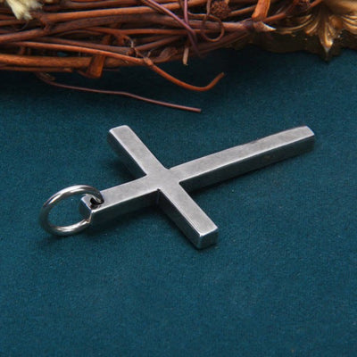 Christianartworkshop Bold Minimal Sterling Silver Cross Necklace in Square and Round Bar