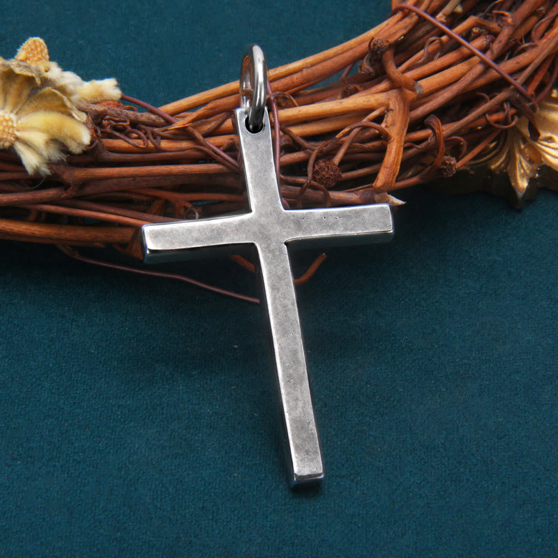 Christianartworkshop Bold Minimal Sterling Silver Cross Necklace in Square and Round Bar