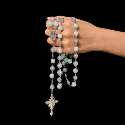 FREE Today: Handmade Original Grey Blue Rosary with Miraculous Medal: A Unique Expression of Faith