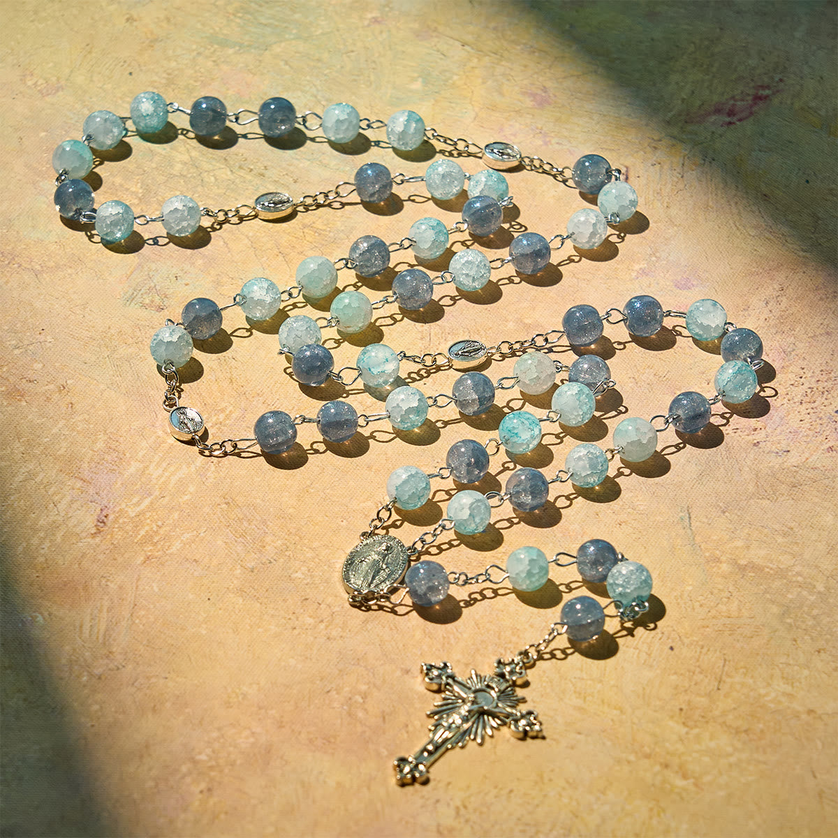 FREE Today: Handmade Original Grey Blue Rosary with Miraculous Medal: A Unique Expression of Faith