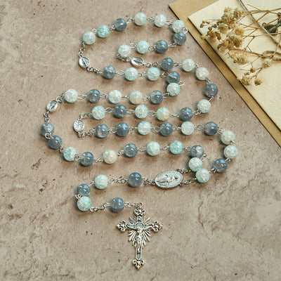 FREE Today: Handmade Original Grey Blue Rosary with Miraculous Medal: A Unique Expression of Faith
