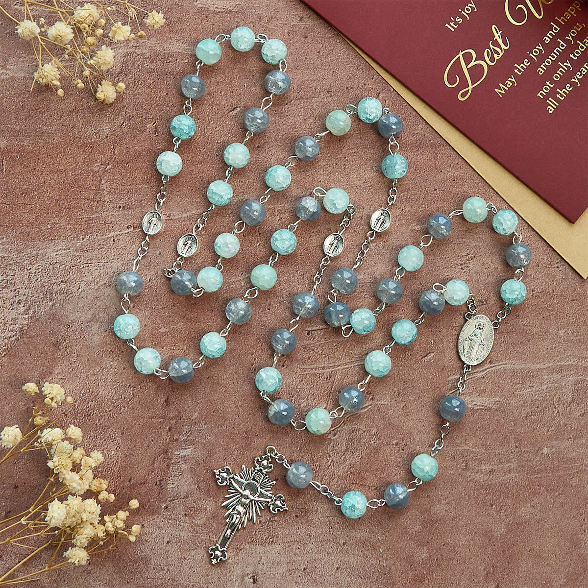 FREE Today: Handmade Original Grey Blue Rosary with Miraculous Medal: A Unique Expression of Faith