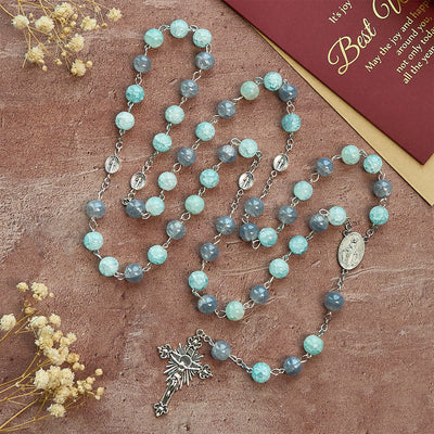 FREE Today: Handmade Original Grey Blue Rosary with Miraculous Medal: A Unique Expression of Faith