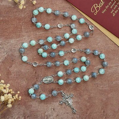 FREE Today: Handmade Original Grey Blue Rosary with Miraculous Medal: A Unique Expression of Faith