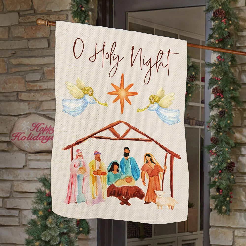 Christianartworkshop Angels Playing Horn O Holy Night Nativity Garden Flag