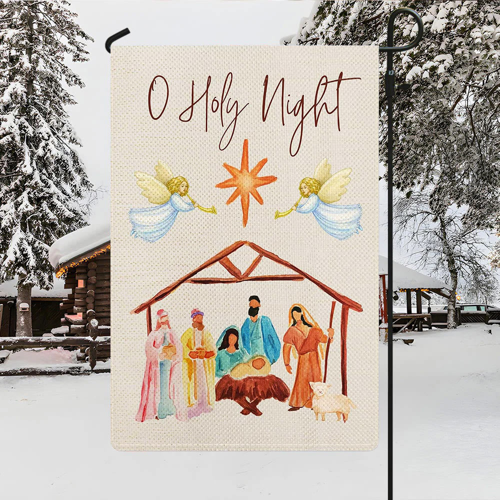 Christianartworkshop Angels Playing Horn O Holy Night Nativity Garden Flag
