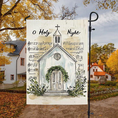 Christianartworkshop Music Notes & Church O Holy Night Christmas Garden Flag