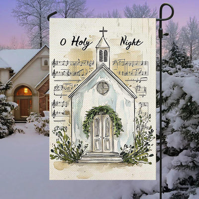 Christianartworkshop Music Notes & Church O Holy Night Christmas Garden Flag
