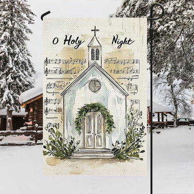 Christianartworkshop Music Notes & Church O Holy Night Christmas Garden Flag