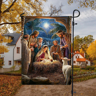 Christianartworkshop Sacred Atmosphere Nativity Garden Flag: Three Wise Men & Baby Jesus