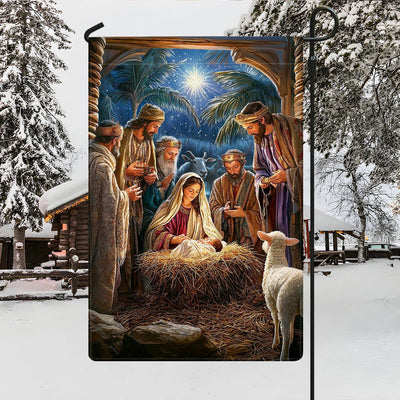 Christianartworkshop Sacred Atmosphere Nativity Garden Flag: Three Wise Men & Baby Jesus