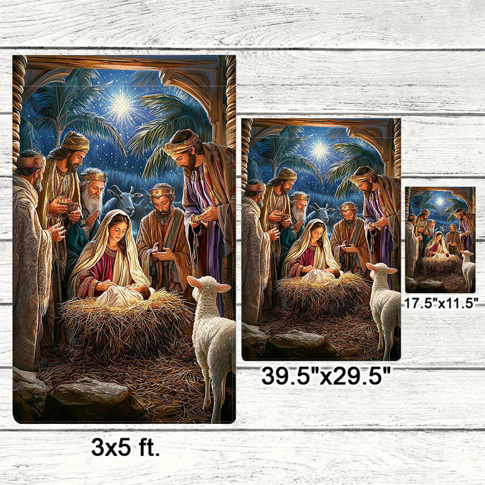 Christianartworkshop Sacred Atmosphere Nativity Garden Flag: Three Wise Men & Baby Jesus