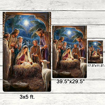 Christianartworkshop Sacred Atmosphere Nativity Garden Flag: Three Wise Men & Baby Jesus