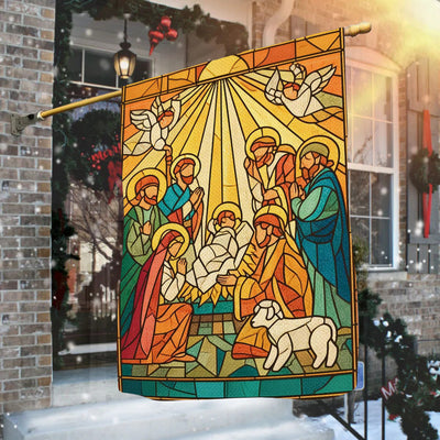 Christianartworkshop Radiant Stained Nativity Garden Flag - Bright Christmas Faith Scene