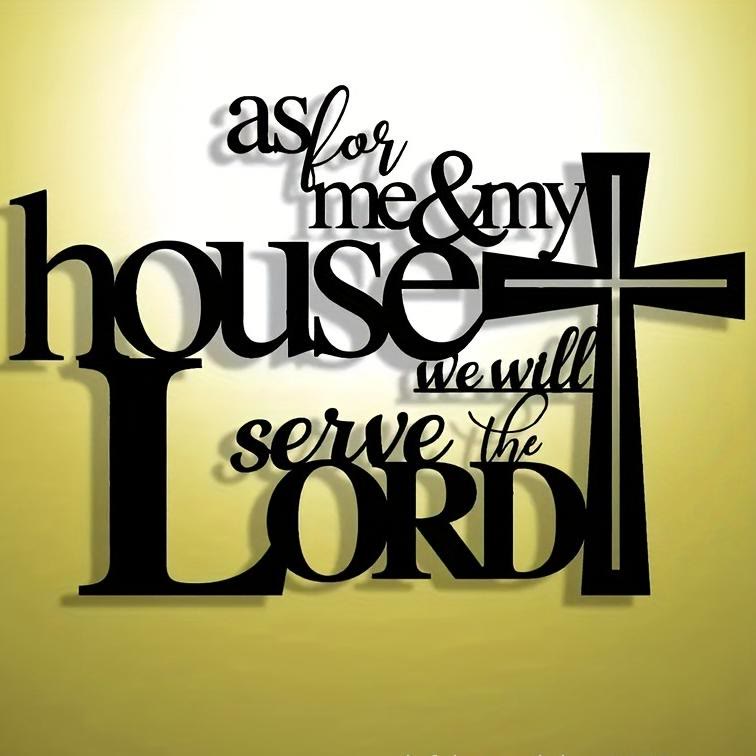 Christianartworkshop Faith - Filled Black Metal Wall Decor: Cross & As for Me & My House Verse