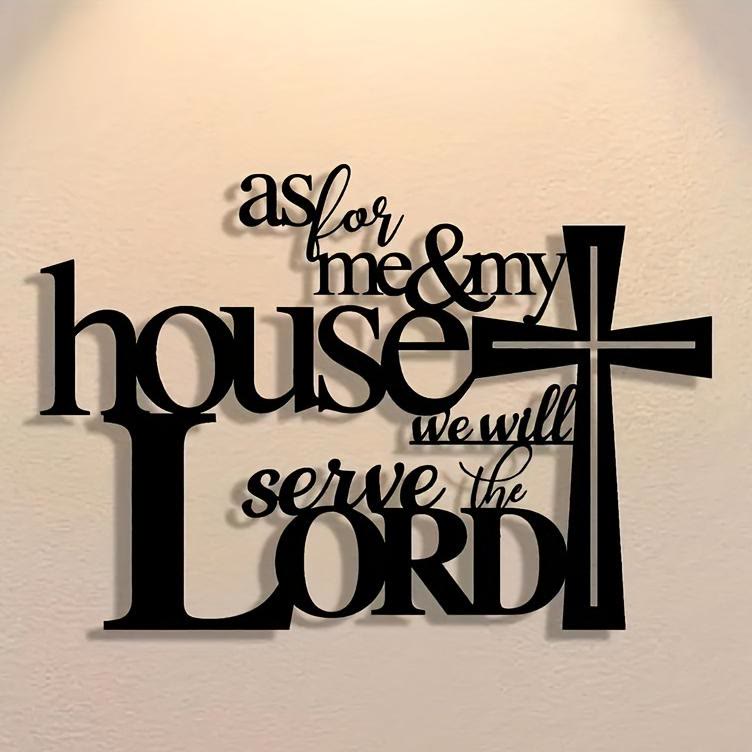 Christianartworkshop Faith - Filled Black Metal Wall Decor: Cross & As for Me & My House Verse