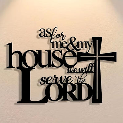 Christianartworkshop Faith - Filled Black Metal Wall Decor: Cross & As for Me & My House Verse