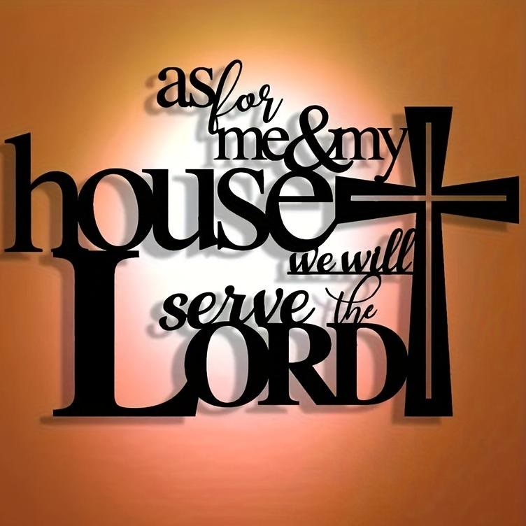 Christianartworkshop Faith - Filled Black Metal Wall Decor: Cross & As for Me & My House Verse