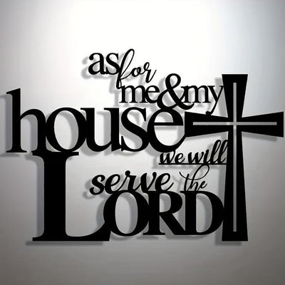 Christianartworkshop Faith - Filled Black Metal Wall Decor: Cross & As for Me & My House Verse