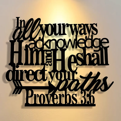 Christianartworkshop Proverbs 3:6 Black Metal Wall Sign with Arrow: Spiritual Direction