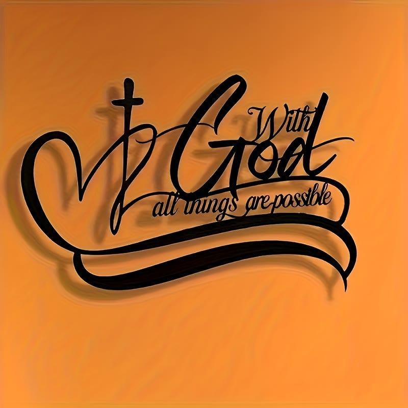 Christianartworkshop Black Metal Wall Decor: Cross & With God All Things Are Possible Verse