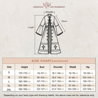 Christianartworkshop Ceremonial Black and White Stand Collar Clergy Robe with Belt & Cross Motifs