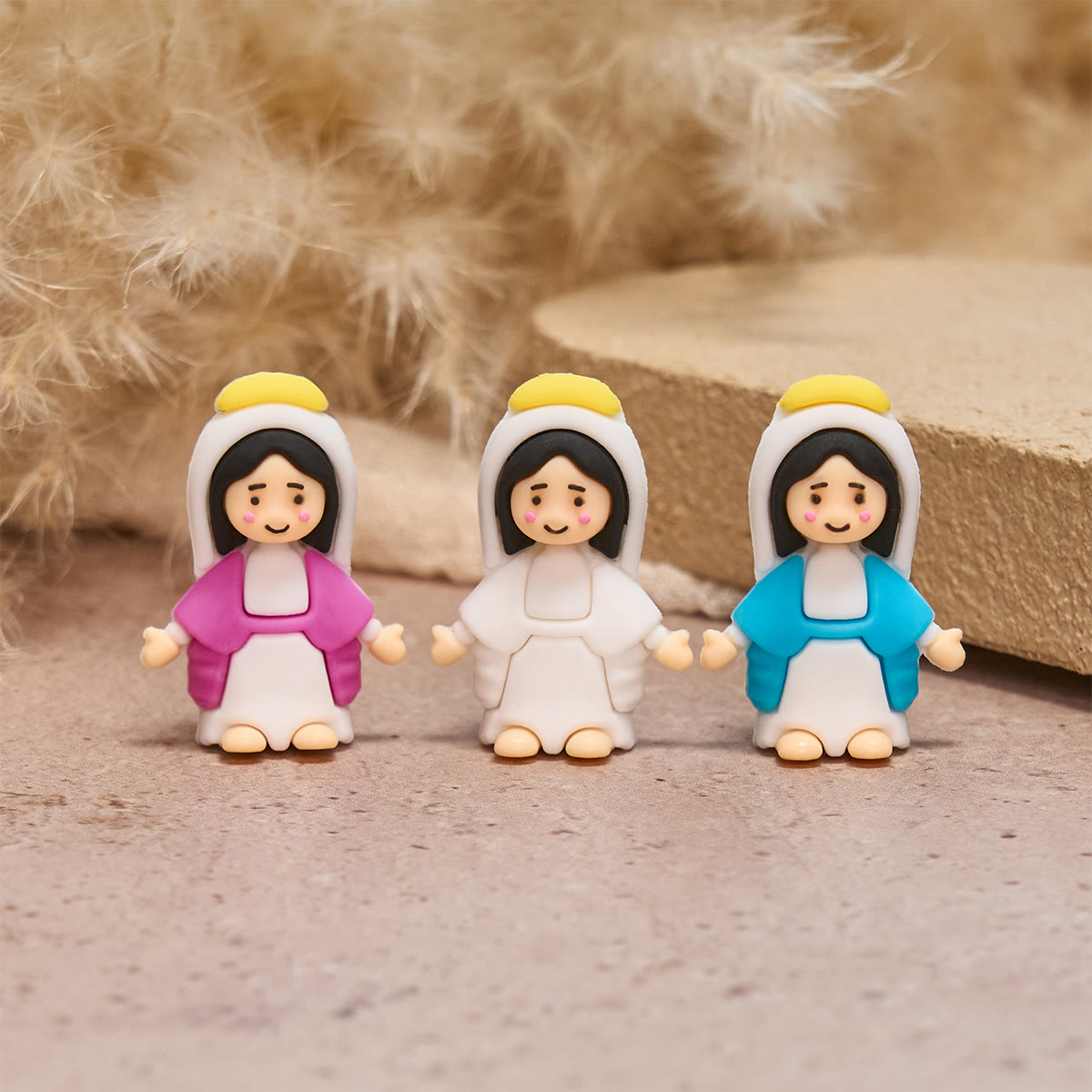 Christianartworkshop 6-Color Little Virgin Mary Figurines: Mary's Smile, Daily Calm