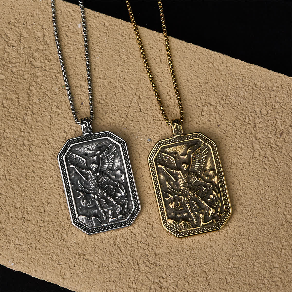 Christianartworkshop Classic Style St. Michael the Archangel Protection Stainless Steel Pendant Necklace