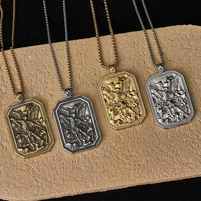Christianartworkshop Classic Style St. Michael the Archangel Protection Stainless Steel Pendant Necklace