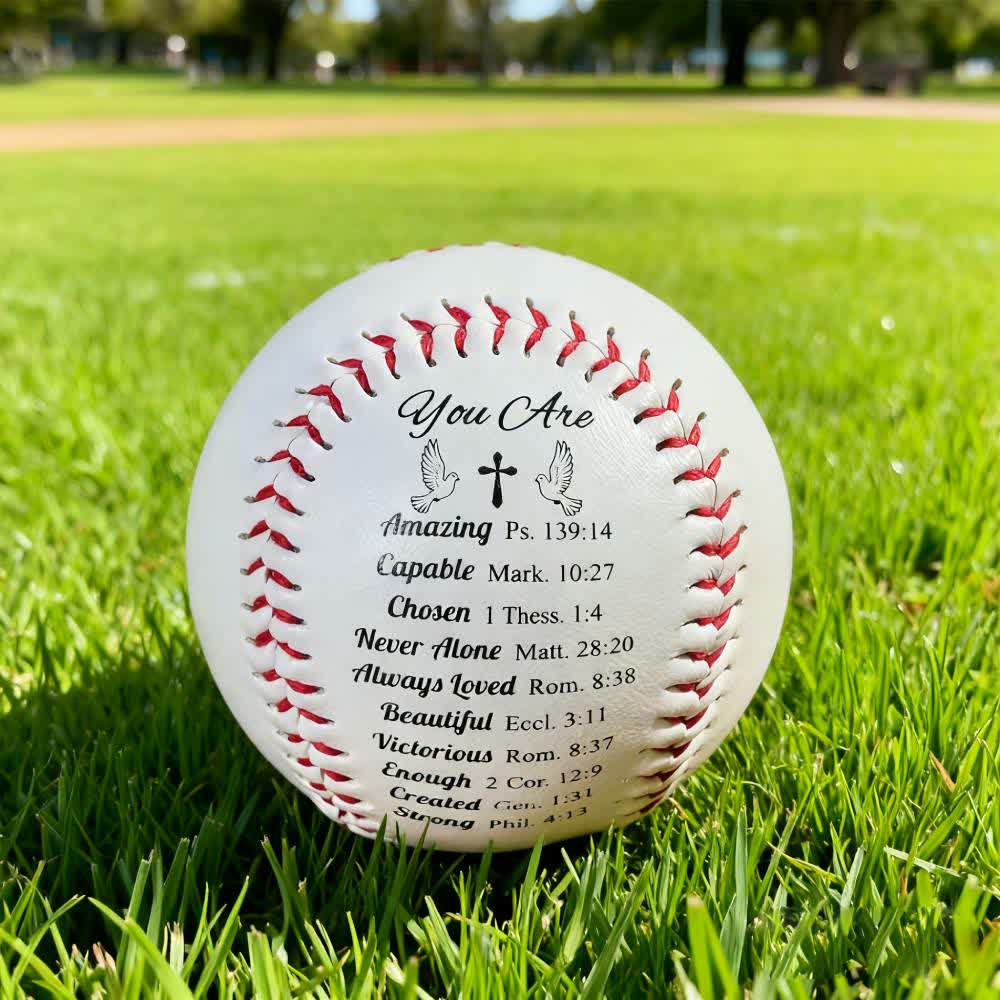 Christianartworkshop Scripture - Engraved Softball: Faith - Centered Design with Red Stitching