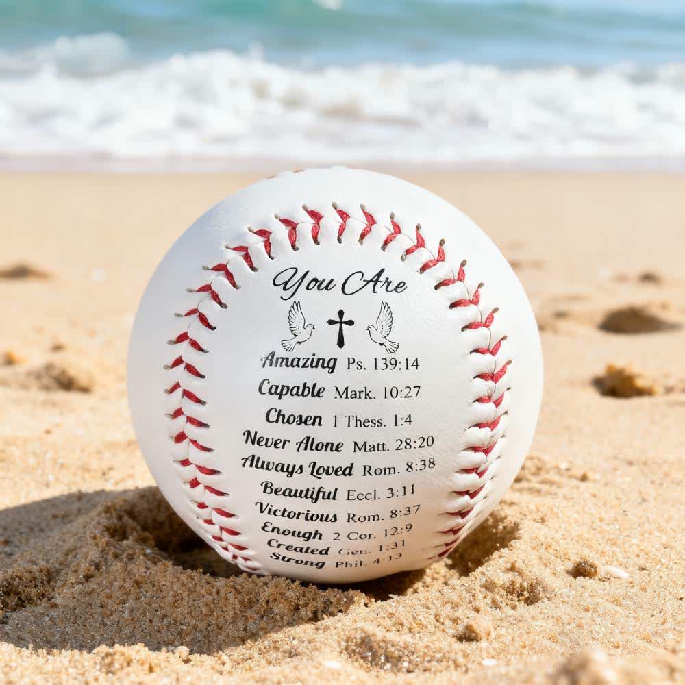 Christianartworkshop Scripture - Engraved Softball: Faith - Centered Design with Red Stitching
